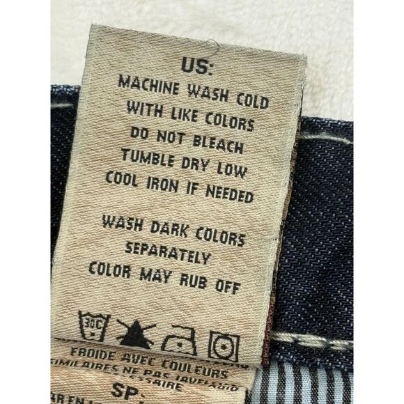 MEK Denim Jeans Mens 36x34 Blue Tetouan Straight Leg Contrast Stitch Distressed - Picture 10 of 15